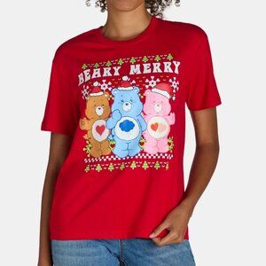 Care Bears "Beary Merry" Christmas Women's Juniors Graphic Tee (S) NWT!